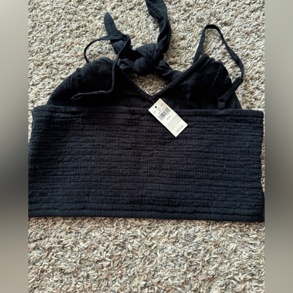 Aerie Black Tie-Front Crop Top - Picture 3 of 3